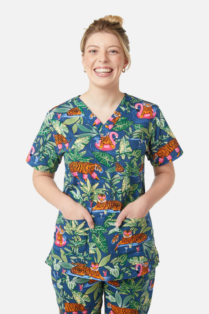 Tiger Pool Party Scrub Set Dangerfield