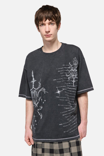 Black Friday - Tech Oversized Print Tee - grey