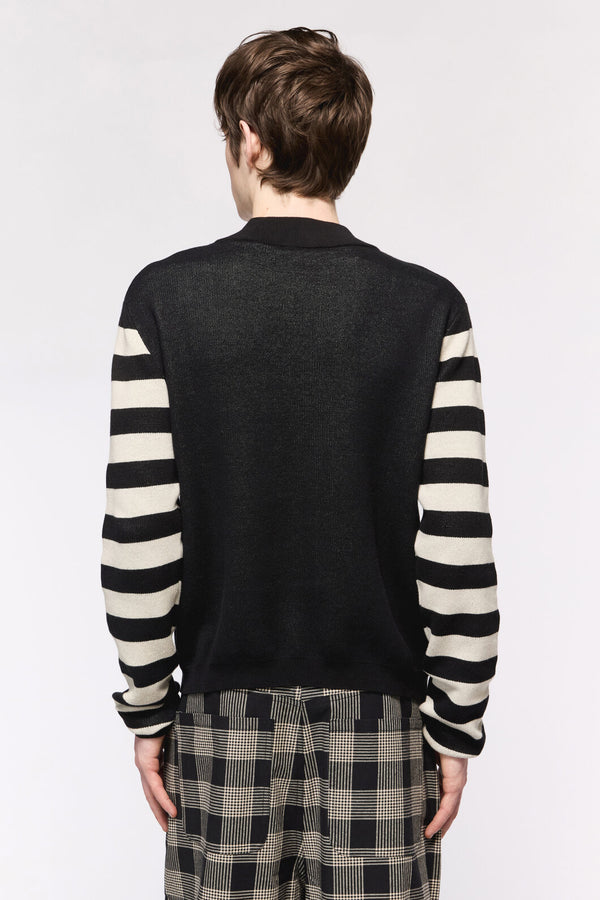 Black Friday - SunAndMoonStripeSleeveUnsKnit - black-cream