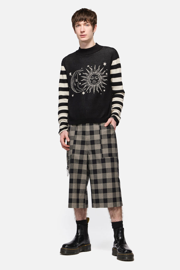 Black Friday - SunAndMoonStripeSleeveUnsKnit - black-cream