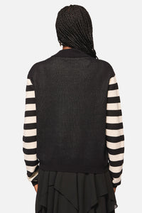 Black Friday - SunAndMoonStripeSleeveUnsKnit - black-cream