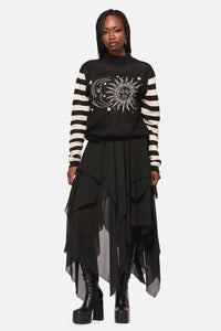 Black Friday - SunAndMoonStripeSleeveUnsKnit - black-cream