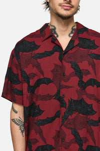 Black Friday - Batz Goth Short Sleeve Shirt - red