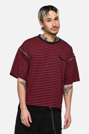 Black Friday - Batz Zip Sleeve Goth Tee - black-red