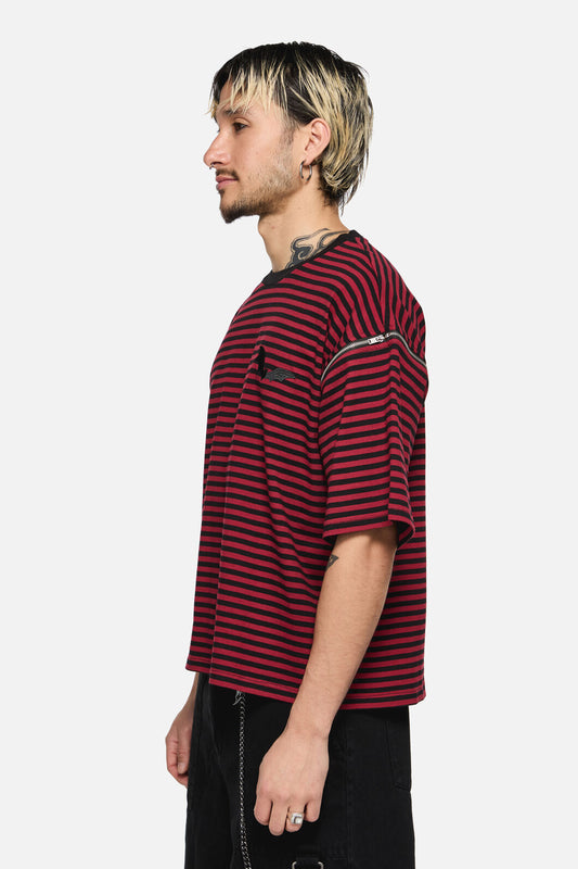 Black Friday - Batz Zip Sleeve Goth Tee - black-red