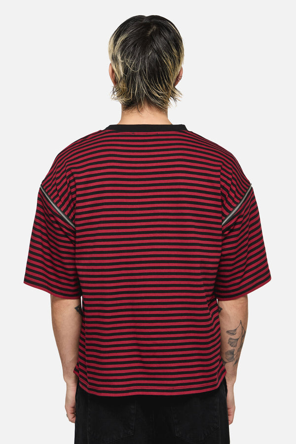 Black Friday - Batz Zip Sleeve Goth Tee - black-red