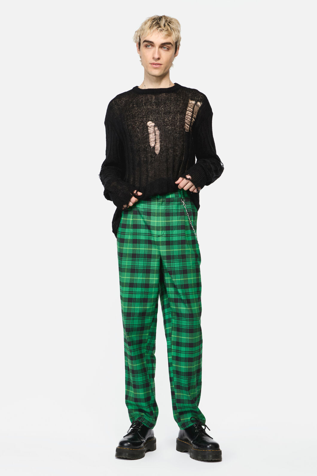Black Friday - Wired Tartan Slim Fit Pants - green-black