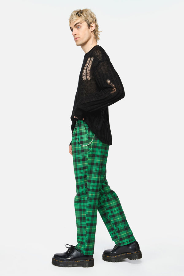 Black Friday - Wired Tartan Slim Fit Pants - green-black