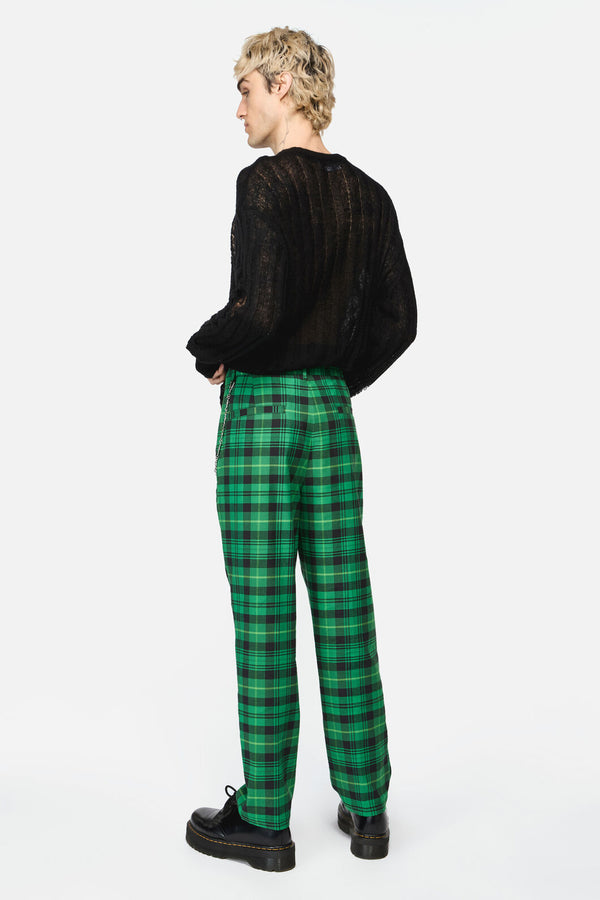 Black Friday - Wired Tartan Slim Fit Pants - green-black