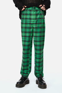 Black Friday - Wired Tartan Slim Fit Pants - green-black