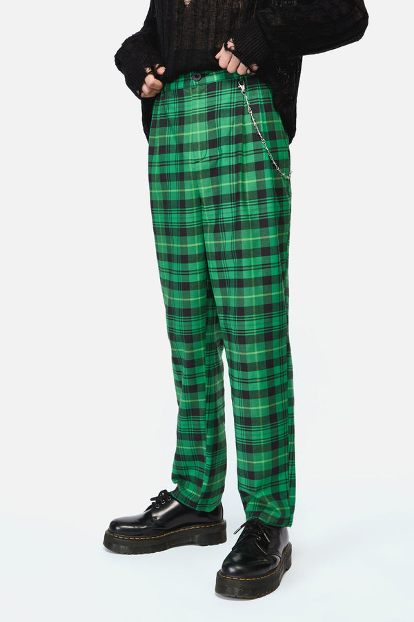 Black Friday - Wired Tartan Slim Fit Pants - green-black