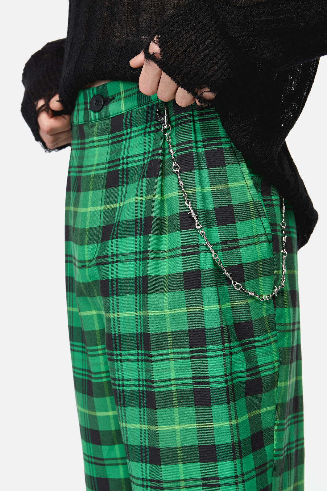 Black Friday - Wired Tartan Slim Fit Pants - green-black