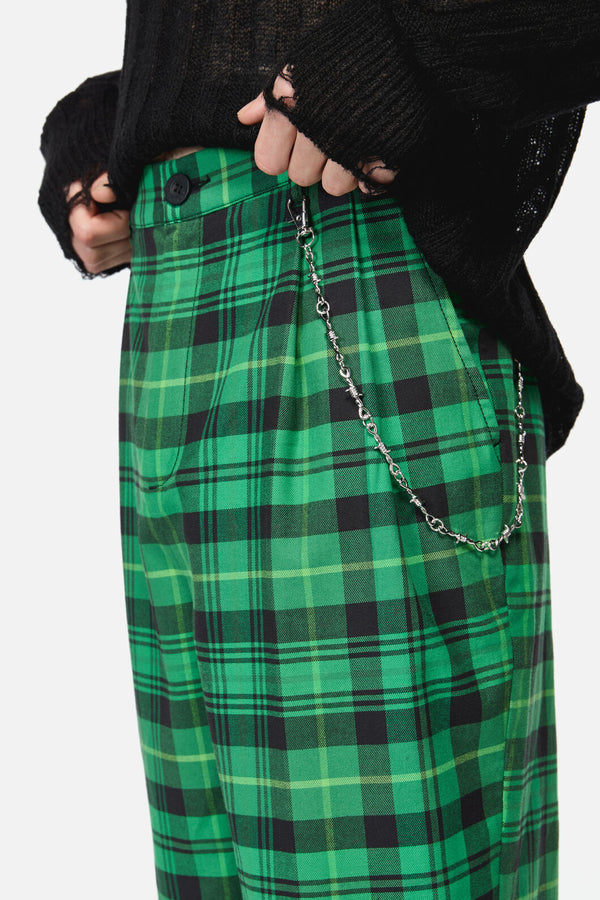 Black Friday - Wired Tartan Slim Fit Pants - green-black