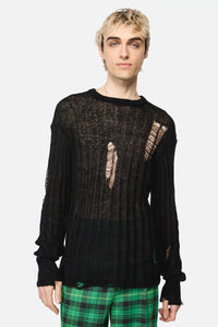 Black Friday - Shock Distressed Knit Jumper - black