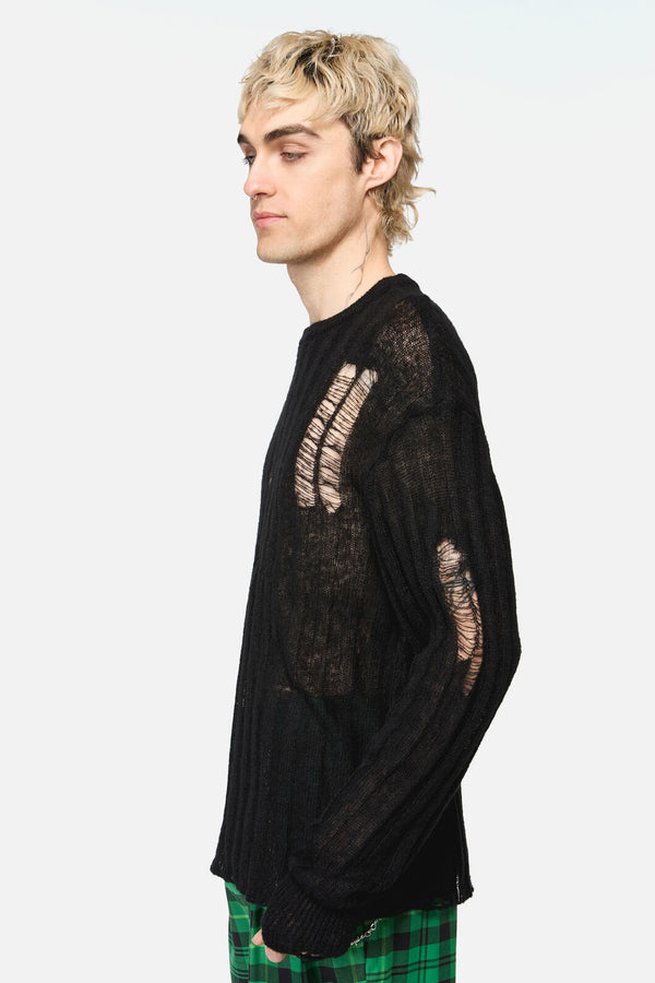 Black Friday - Shock Distressed Knit Jumper - black