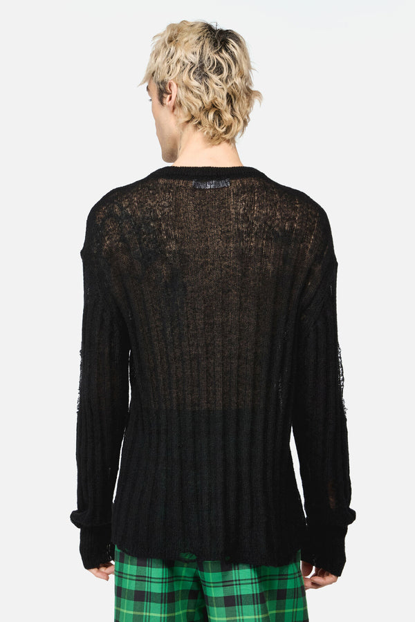 Black Friday - Shock Distressed Knit Jumper - black