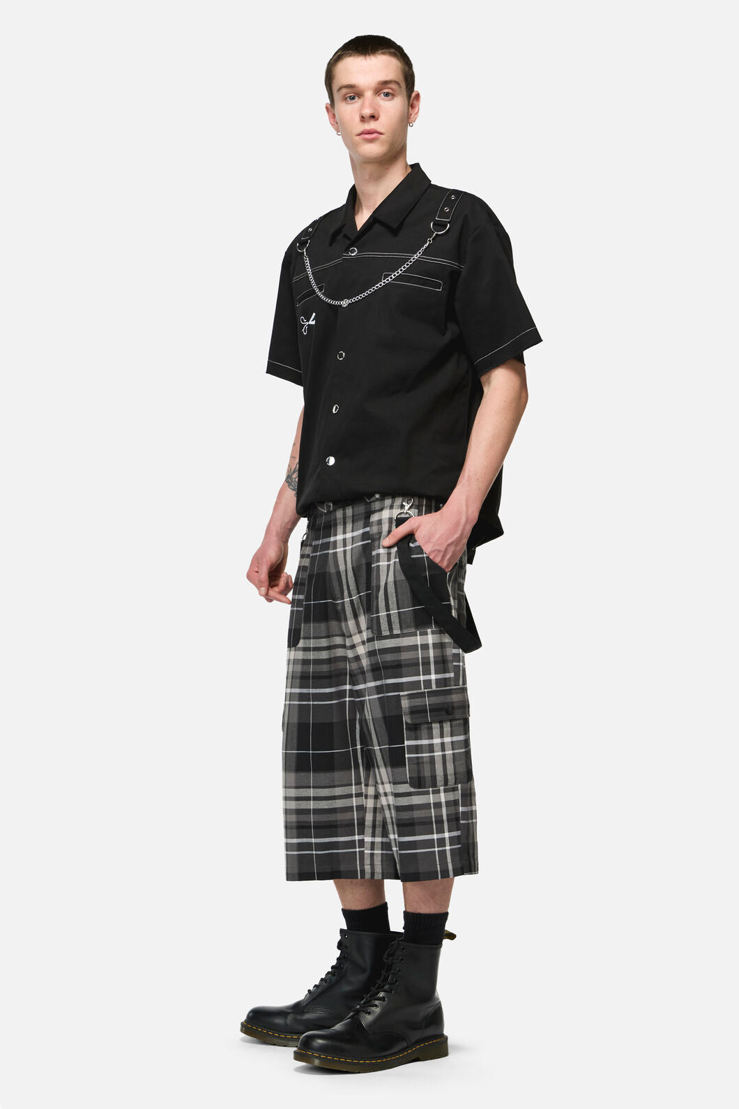 Black Friday - Lovett Tartan Cargo Short - grey