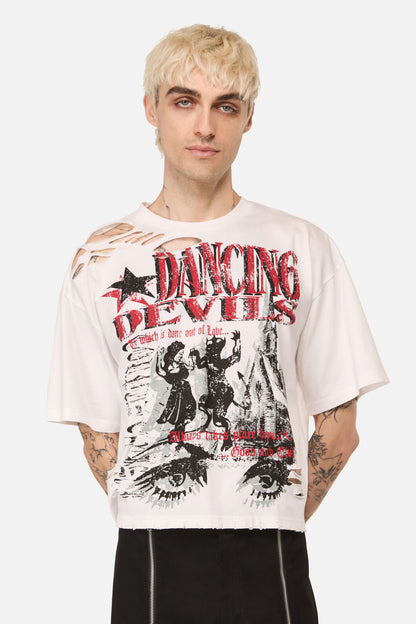 Black Friday - Distressed Graphic Print Tee - cream