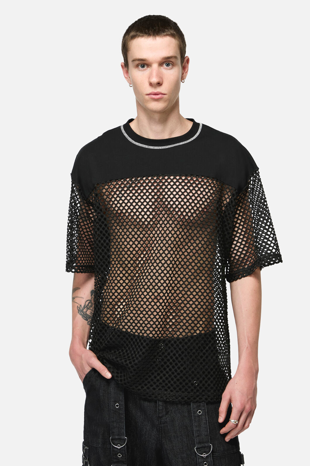 Black Friday - Oversize Mesh Panel Top - black