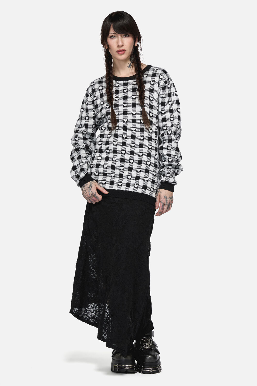 Black Friday - Glass Heart Knit - black-white