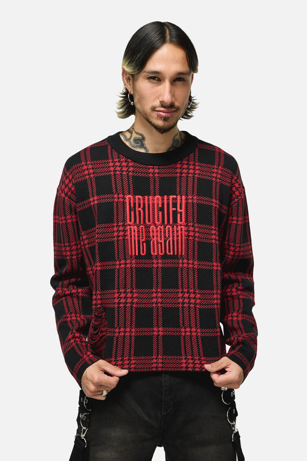 Black Friday - Suffer Tartan Knit Jumper - black-red