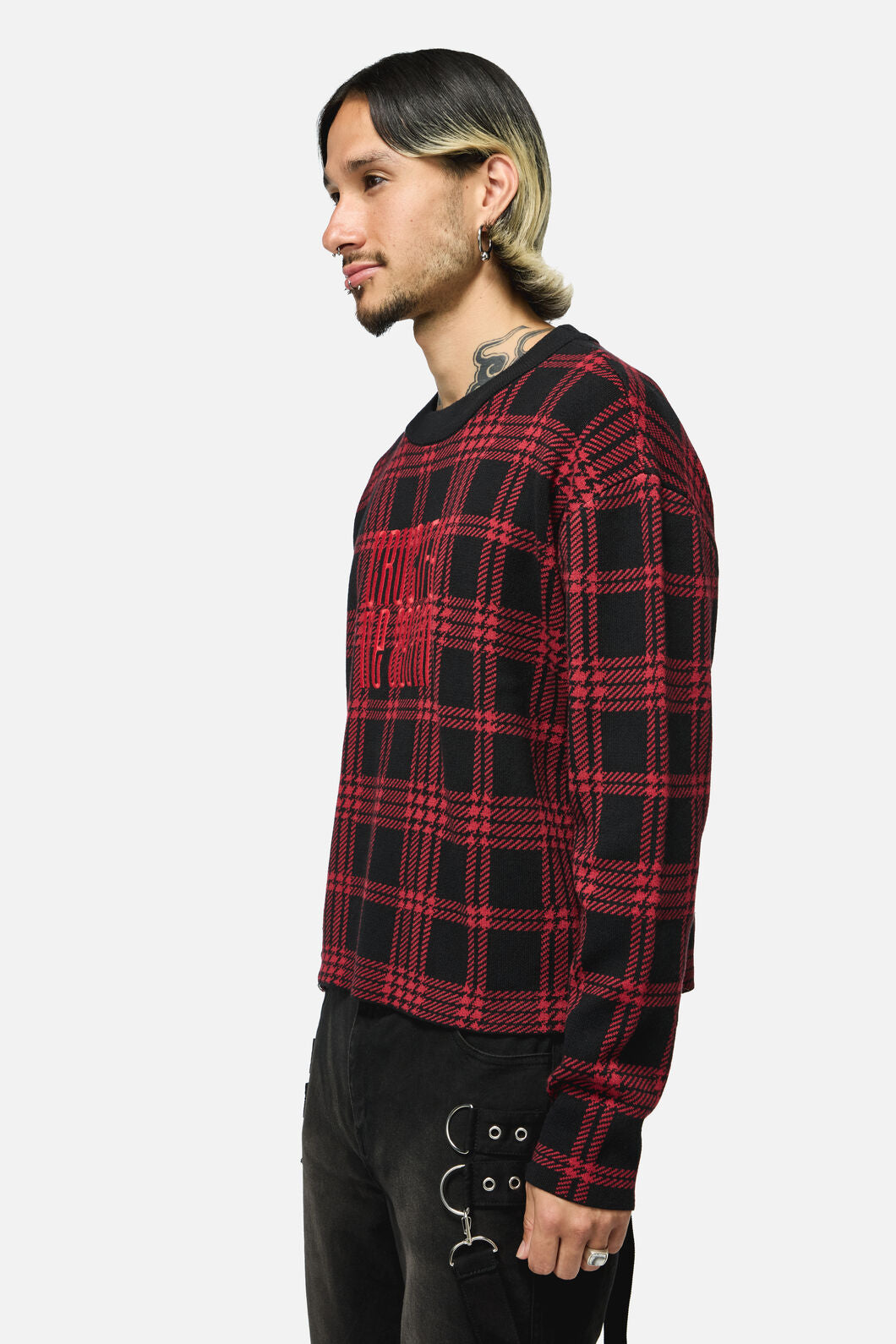 Black Friday - Suffer Tartan Knit Jumper - black-red