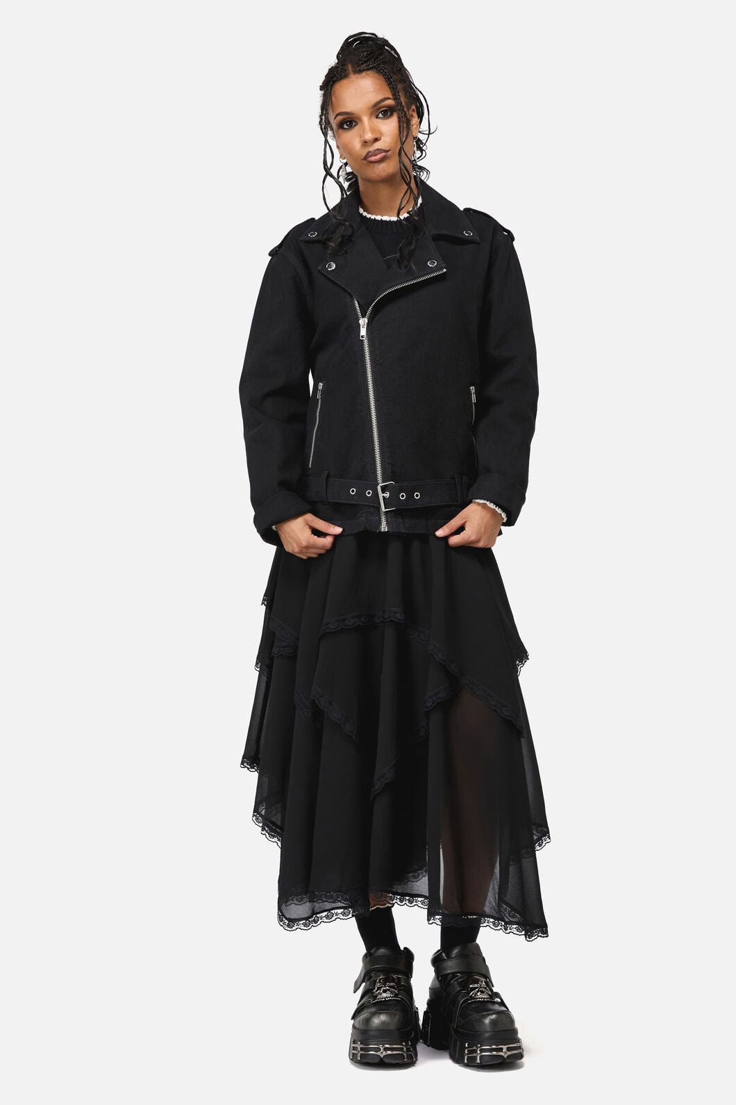 Black Friday - Midnight Denim Biker Jacket - black