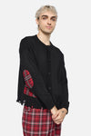 Black Friday - Tartan Elbow Patch Cardi - black