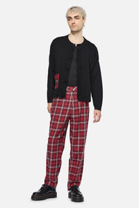 Black Friday - Tartan Elbow Patch Cardi - black