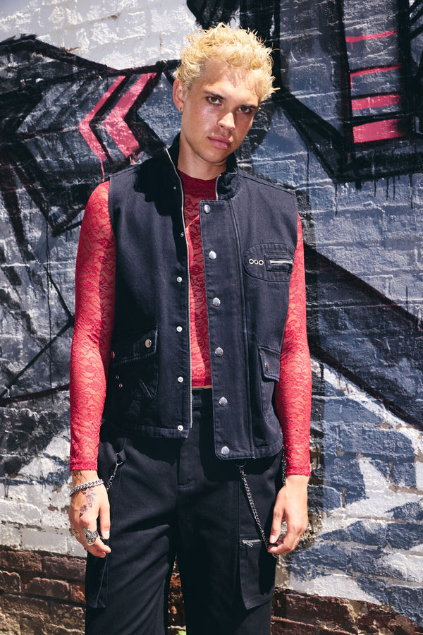 Black Friday - Midnight Goth Grunge Vest - black