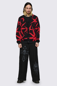 Black Friday - Trad Emo Star Cardigan - black-red