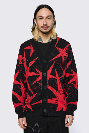 Black Friday - Trad Emo Star Cardigan - black-red