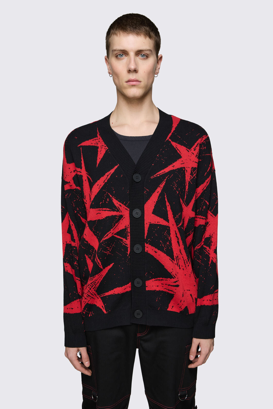Black Friday - Trad Emo Star Cardigan - black-red