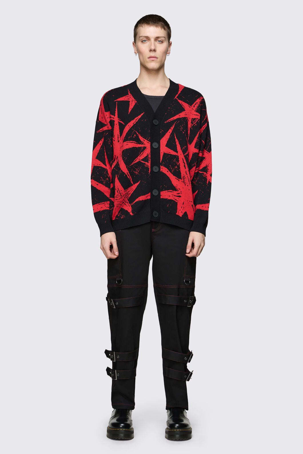 Black Friday - Trad Emo Star Cardigan - black-red