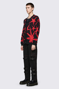 Black Friday - Trad Emo Star Cardigan - black-red