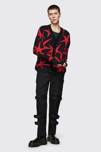 Black Friday - Trad Emo Star Cardigan - black-red