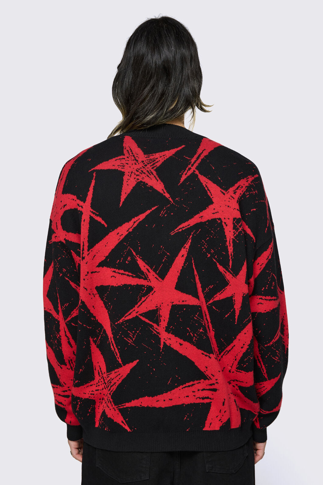 Black Friday - Trad Emo Star Cardigan - black-red