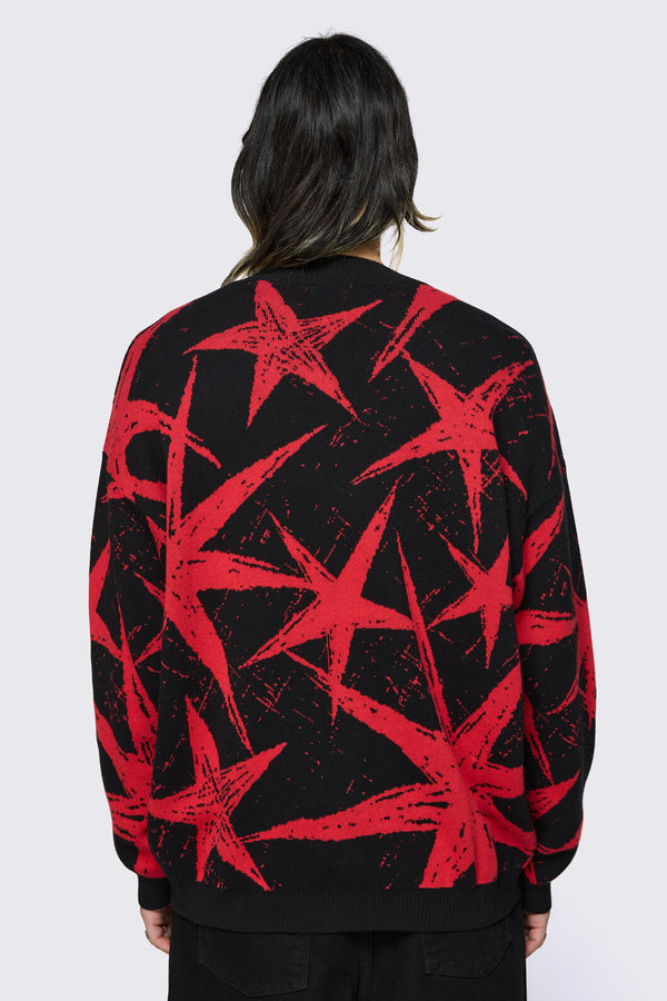 Black Friday - Trad Emo Star Cardigan - black-red