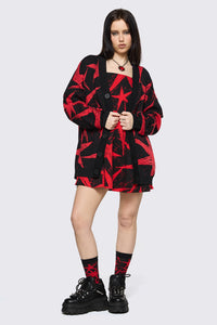 Black Friday - Trad Emo Star Cardigan - black-red
