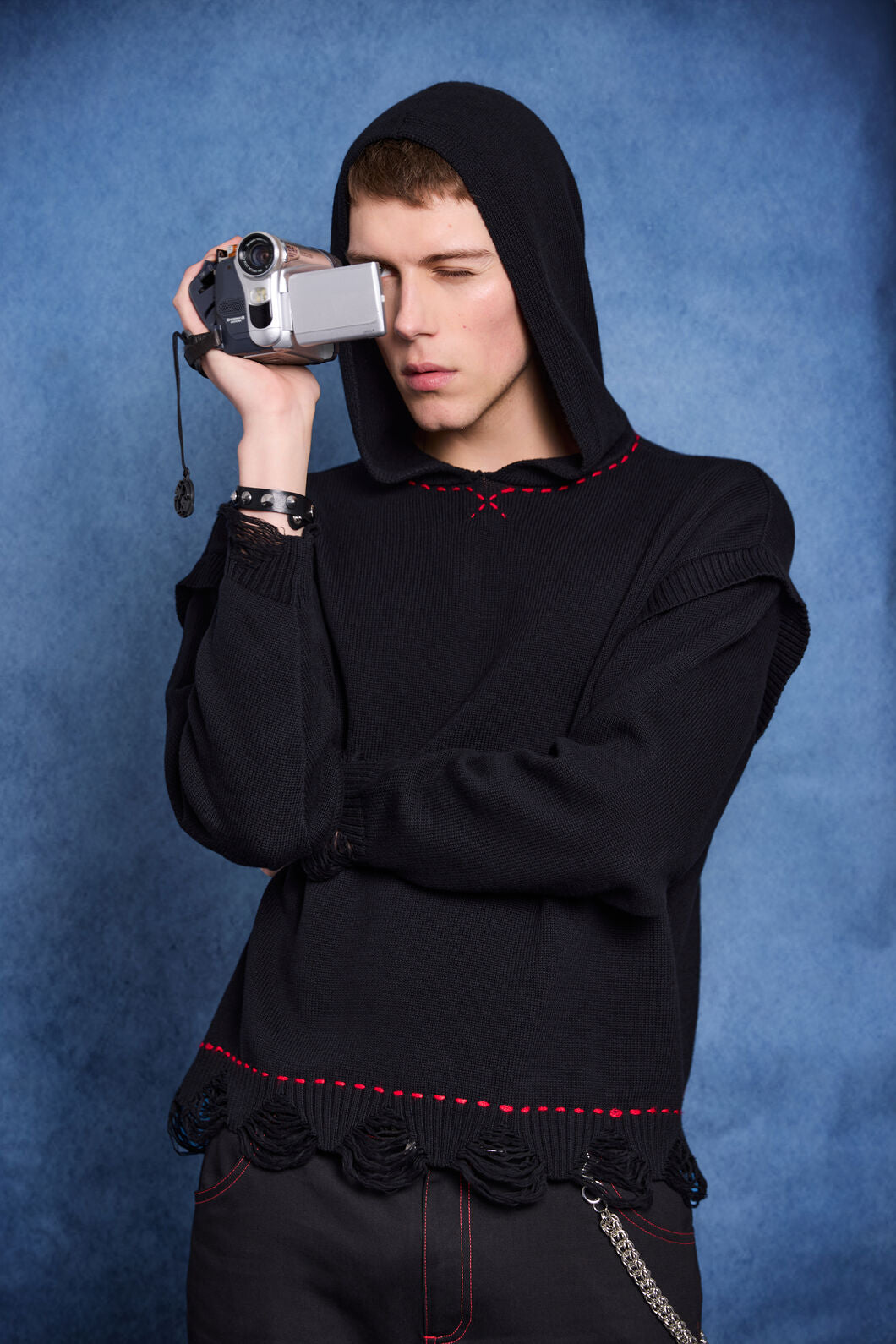 Black Friday - Trad Emo Distressed Knit Hoodie - black