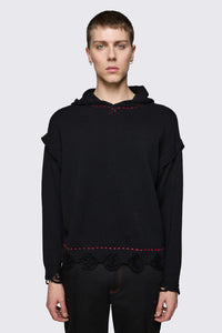 Black Friday - Trad Emo Distressed Knit Hoodie - black