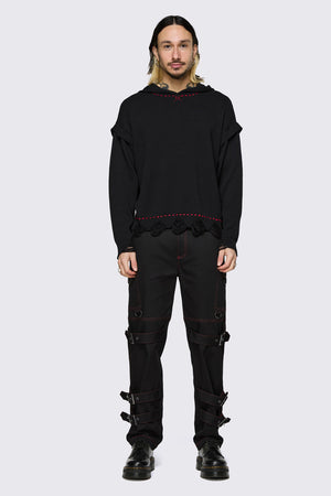 Black Friday - Trad Emo Distressed Knit Hoodie - black
