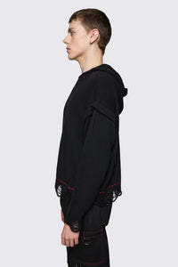 Black Friday - Trad Emo Distressed Knit Hoodie - black