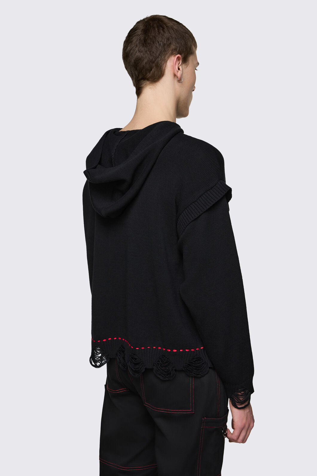 Black Friday - Trad Emo Distressed Knit Hoodie - black