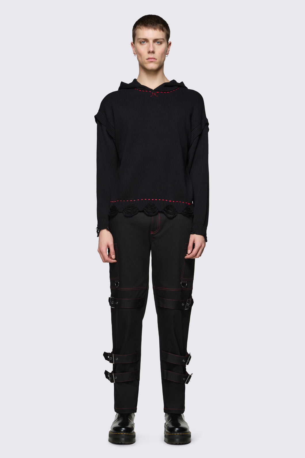 Black Friday - Trad Emo Distressed Knit Hoodie - black