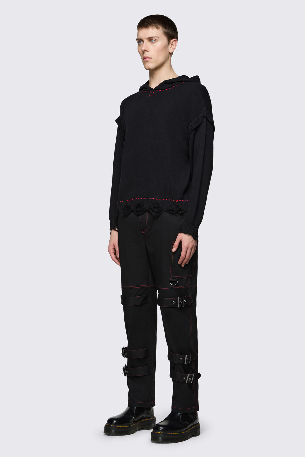 Black Friday - Trad Emo Distressed Knit Hoodie - black