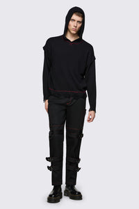 Black Friday - Trad Emo Distressed Knit Hoodie - black