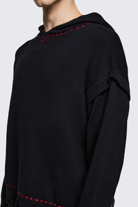 Black Friday - Trad Emo Distressed Knit Hoodie - black