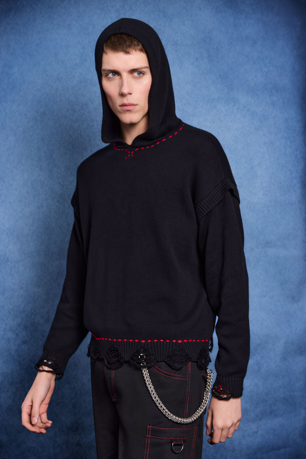Black Friday - Trad Emo Distressed Knit Hoodie - black