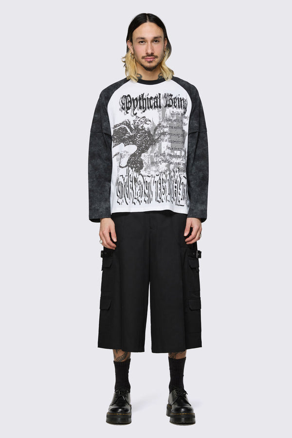 Black Friday - Mythical Goth Contrast Long Sleeve Tee - grey-white